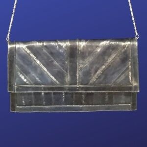 Unbranded 100% Authentic Snake/eel Skin Shoulder Bag, BLUE, Med. Size, Pre-owned